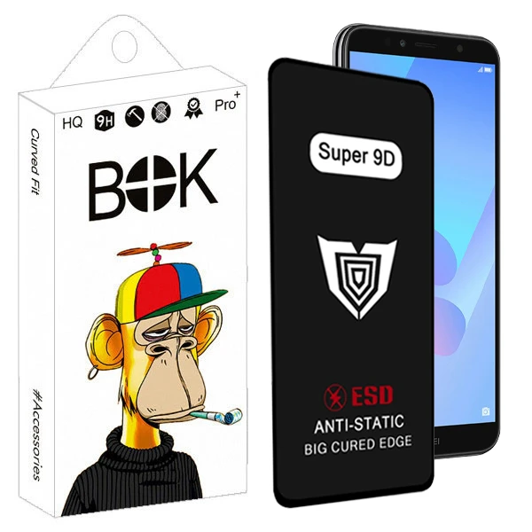 محافظ صفحه نمایش بوک مدل Super 9D Pro مناسب برای گوشی موبایل هوآوی honor 7a / y6 2018