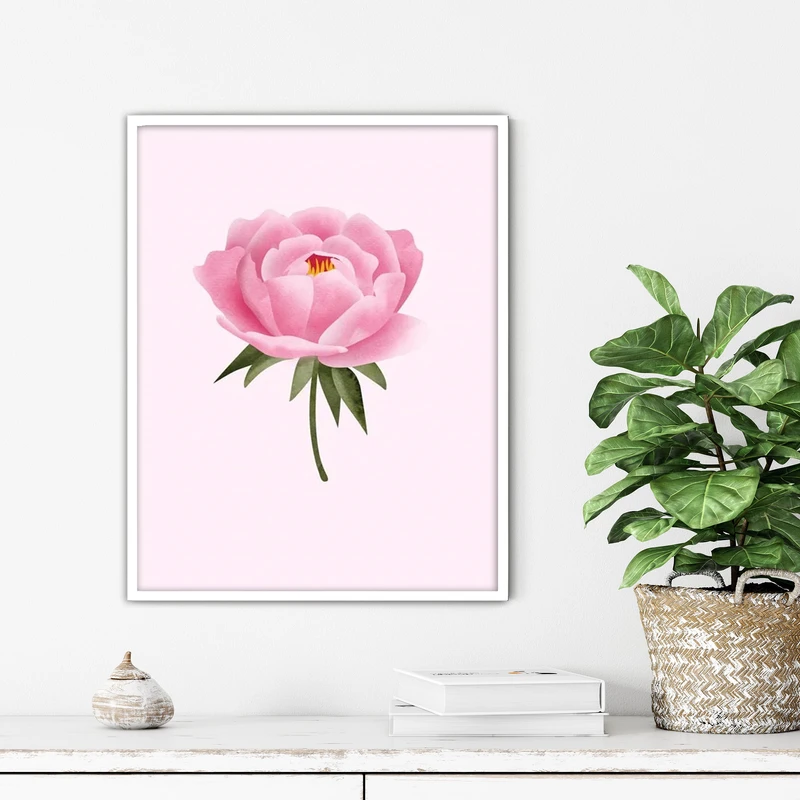 تابلو آتریسا طرح گل صورتی مدرن مدل ATFF299 فریم سفید