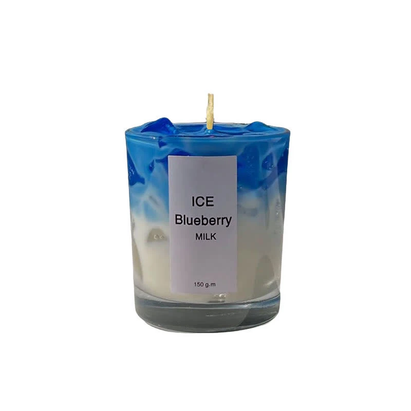 شمع لیوانی معطر مدل آیس بلوبری  با رایحه بلوبری زمان اتمام 20 ساعت