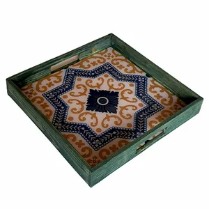 سینی چوبی مدل نقوش هندسی ایرانی