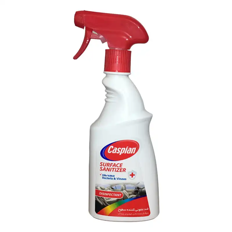 اسپری ضدعفونی کننده سطوح و پاک کننده داخل خودرو کاسپین مدل ُDISINFECTANT حجم 500 میلی لیتر