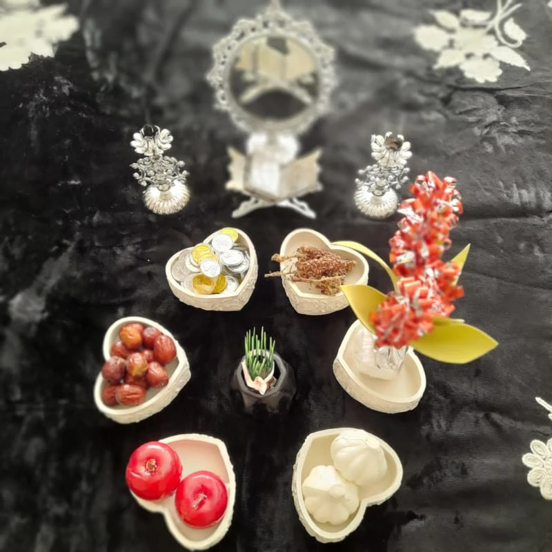 هفت سین مدل قلب گلی مجموعه شش عددی