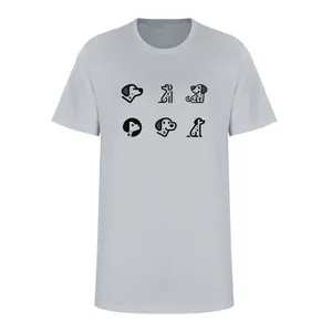 تی شرت آستین کوتاه زنانه مدل سگ کوچولوها  کد L274 رنگ طوسی