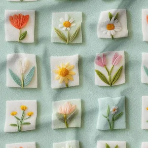 پارچه ملحفه عرض 1.5 متر پارچه باما طرح پنج بعدی باغ گل کد 5014204 رنگ سبز مغز پسته‌ای