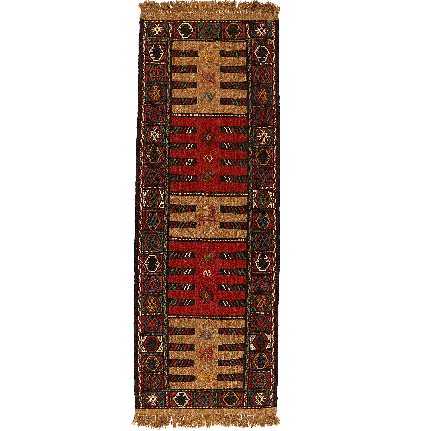 گلیم دستبافت کناره طول یک و نیم متر کد 140242