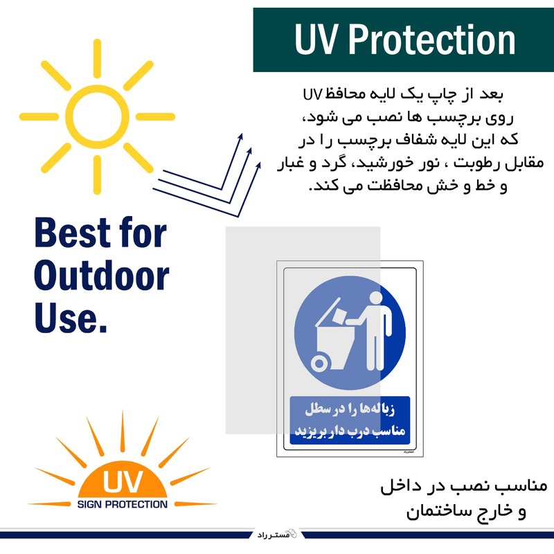 برچسب ایمنی مستر راد طرح زباله ها را در سطل مناسب درب دار بریزید مدل HSE-OSHA-0104