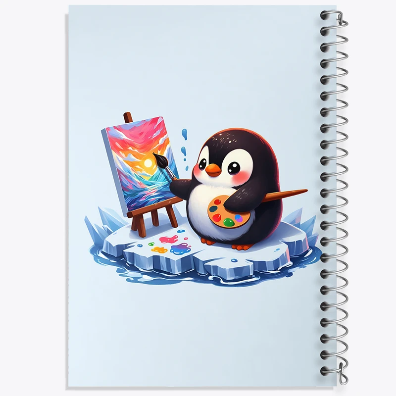 دفتر مشق 100 برگ خندالو طرح پنگوئن نقاش کد N3596
