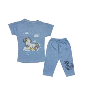 ست تی شرت و شلوارک دخترانه مدل اسب تکشاخ a1