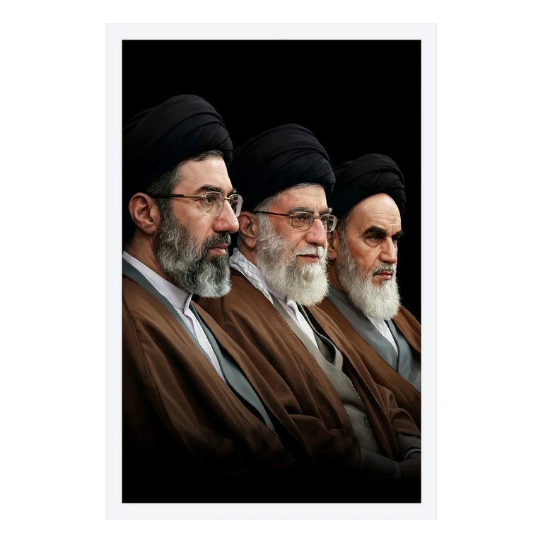 تابلو بکلیت طرح رهبر شهید آیت الله سید علی خامنه ای مدل W-S10614 فریم سفید