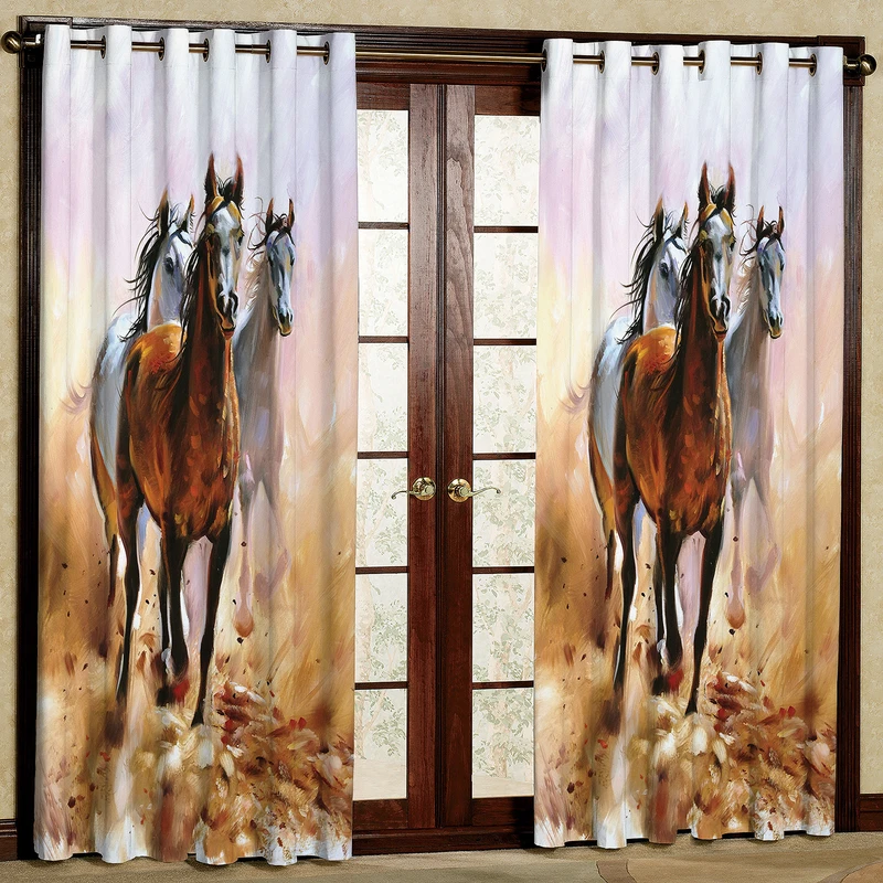 پرده مدل اسب هازان پانچی کد 2126 سایز 140x200 سانتی متر