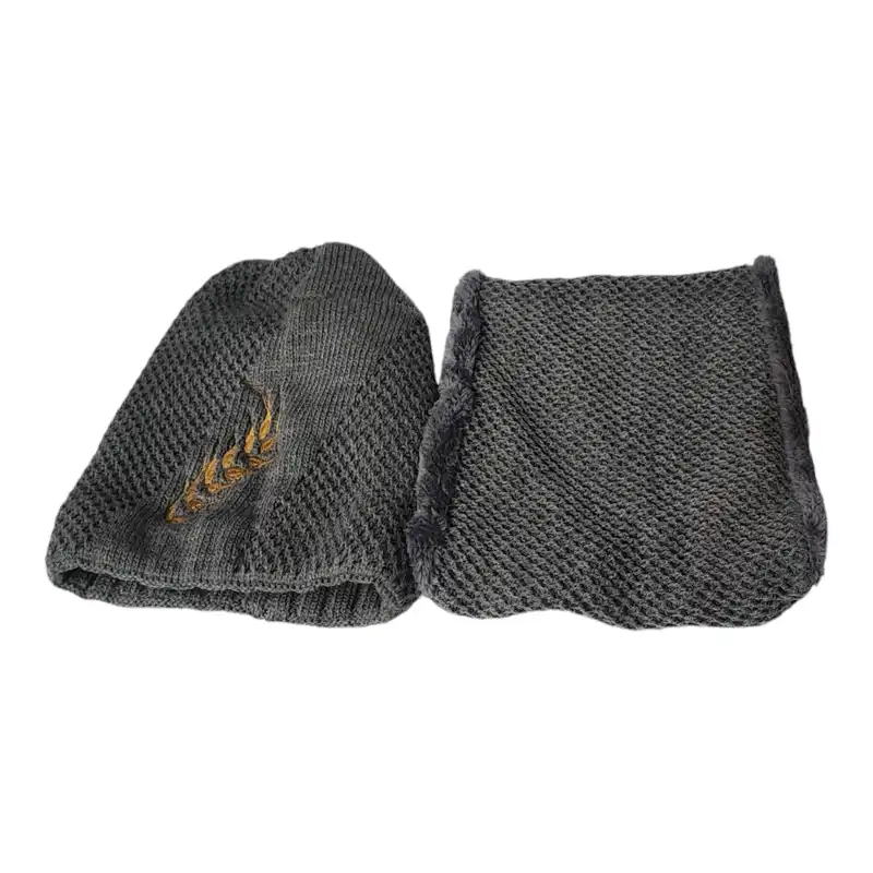 ست کلاه و شال گردن بافتنی بچگانه مدل خوشه گندم ۰۶