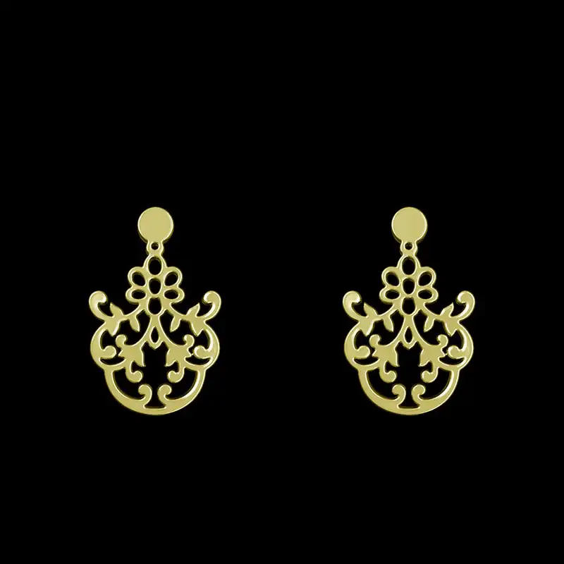 گوشواره طلا 18 عیار زنانه مدوپد مدل اسلیمی کد GA1-15335