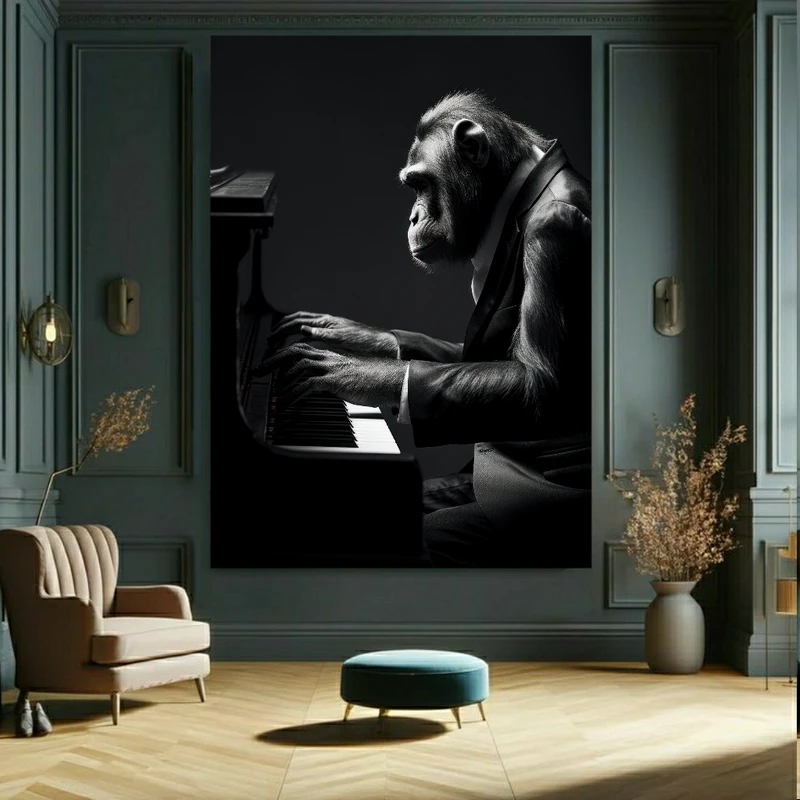 پوستر دیواری طرح پیانو مدل میمون کد FP105355