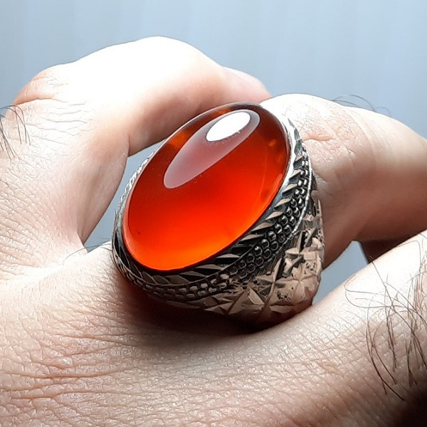 انگشتر نقره مردانه مدل عقیق خراسان انگشتر نقره مردانه مدل عقیق خراسان