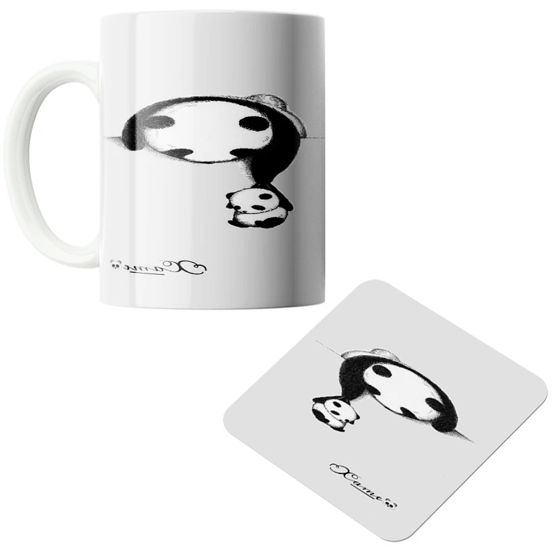 ماگ پاد آفرین مدل مامان پاندا کد5 به همراه زیرلیوانی