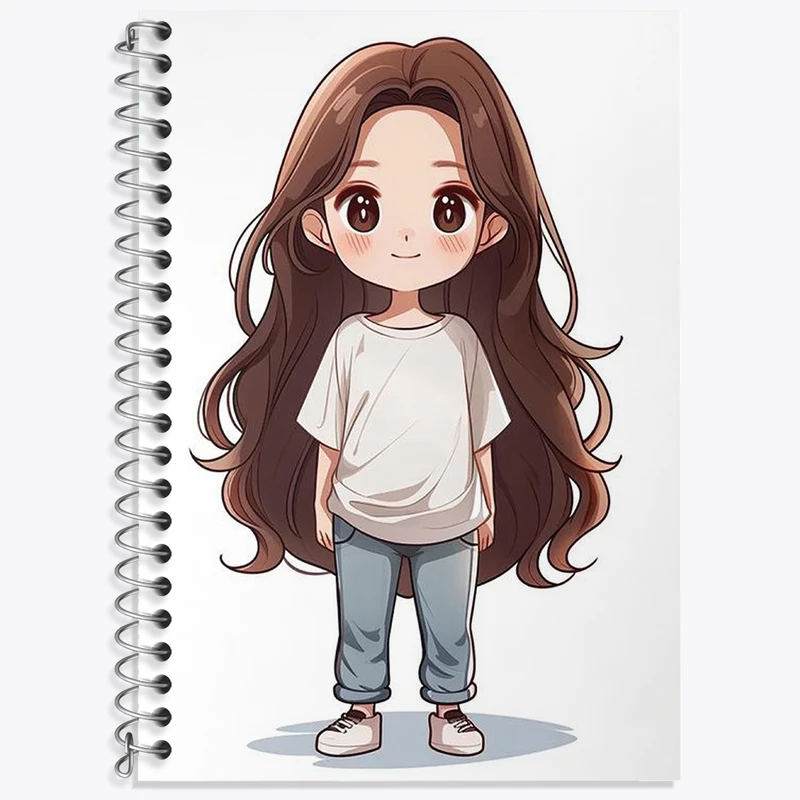 دفتر زبان 50 برگ خندالو مدل سه خط طرح دخترانه کیوت کد N1828