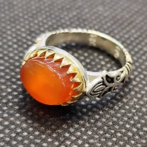 انگشتر نقره مردانه مدل سنگ عقیق یمانی کد P281