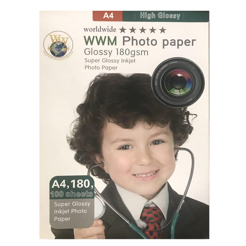 کاغذ عکس ورلدواید مدل Glossy سایز A4 بسته 100 عددی