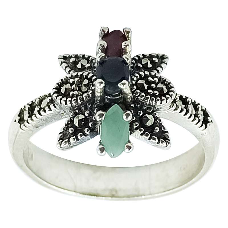 انگشتر نقره زنانه سلین کالا مدل یاقوت و زمرد ce-As311