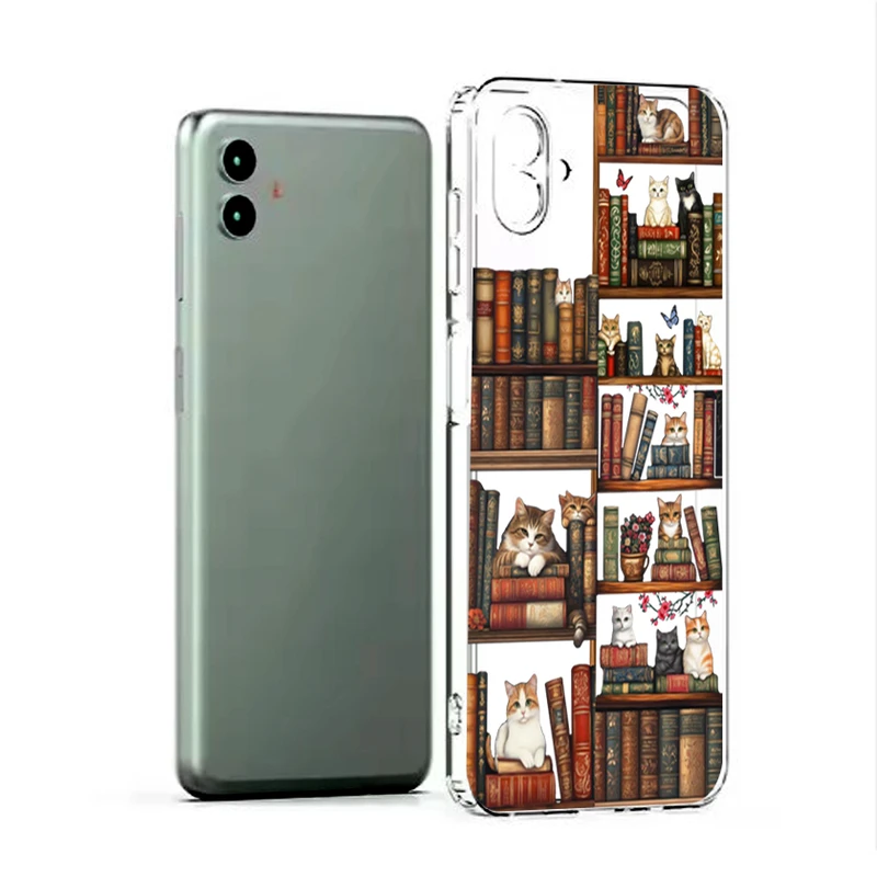 کاور طرح Cat & Books مناسب برای گوشی موبایل سامسونگ Galaxy A06
