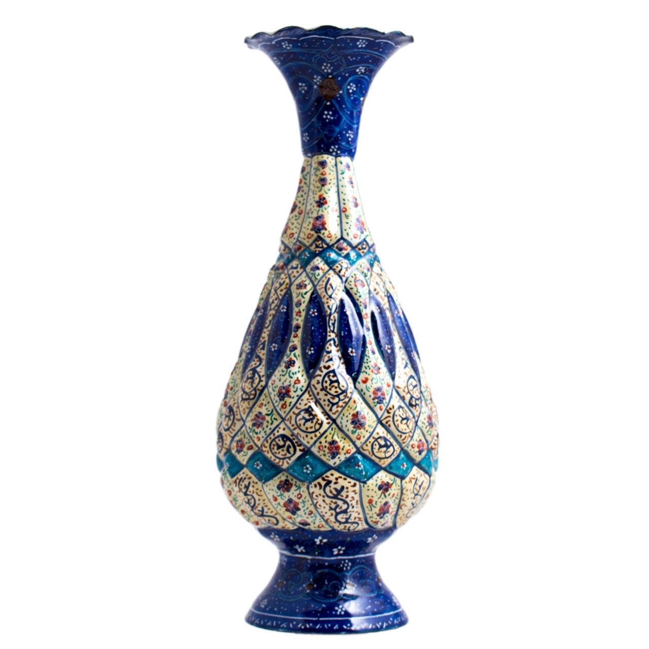 گلدان میناکاری مسی رستا طرح صراحی 126-12-102 ارتفاع 25 سانتی متر