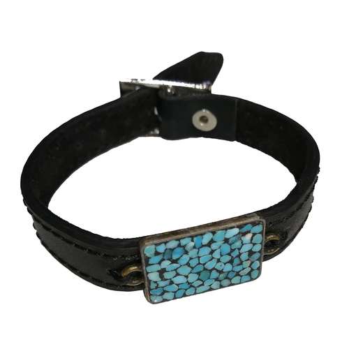 دستبند مردانه مدل فیروزه کوب چرمی