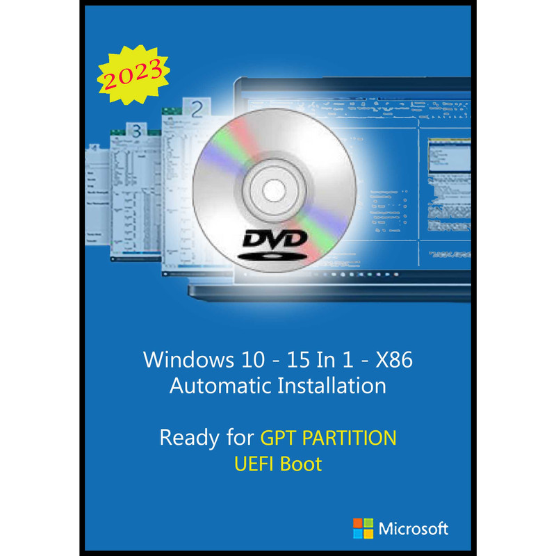 سیستم عامل Windows 10 X86 2023 15 IN 1 UEFI DVD 9 نشر مایکروسافت