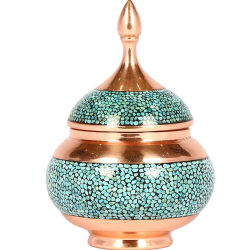 قندان مسی فیروزه کوب گالری گوهران مدل مس و فیروزه 1175