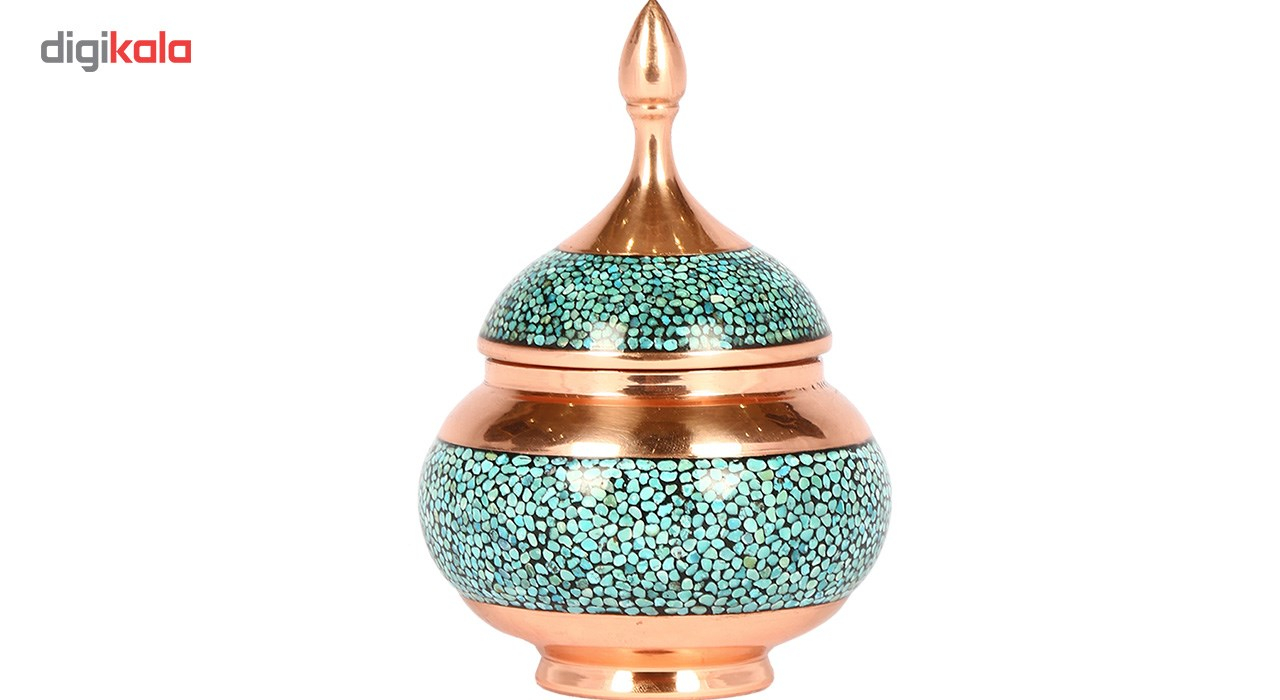 Copper Turquoise inlaying sugar/candy pot dish, Goharan Gallery , Copper and turquoise 1175 Model