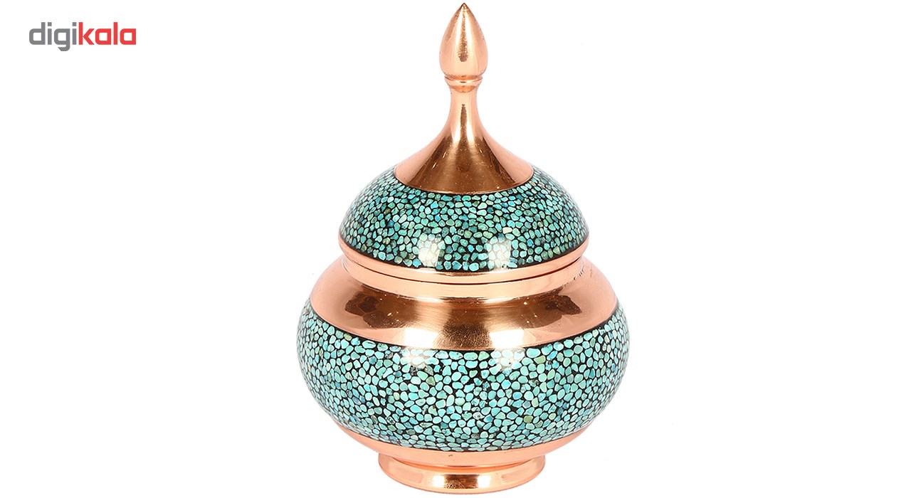 Copper Turquoise inlaying sugar/candy pot dish, Goharan Gallery , Copper and turquoise 1175 Model