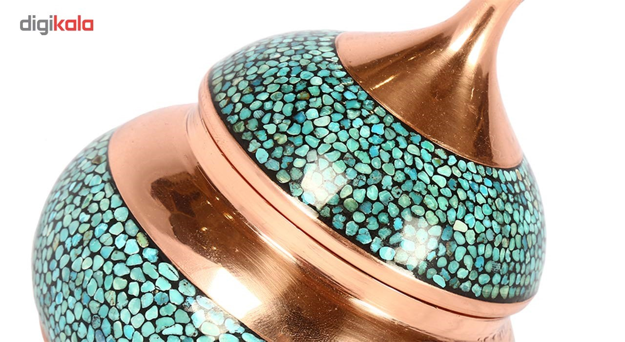 Copper Turquoise inlaying sugar/candy pot dish, Goharan Gallery , Copper and turquoise 1175 Model