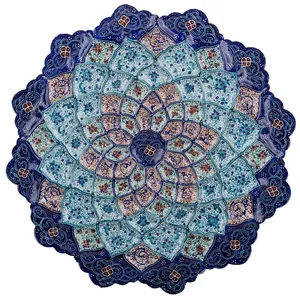 بشقاب مسی میناکاری شده اثر سلطانی طرح 12 قطر 25 سانتی متر