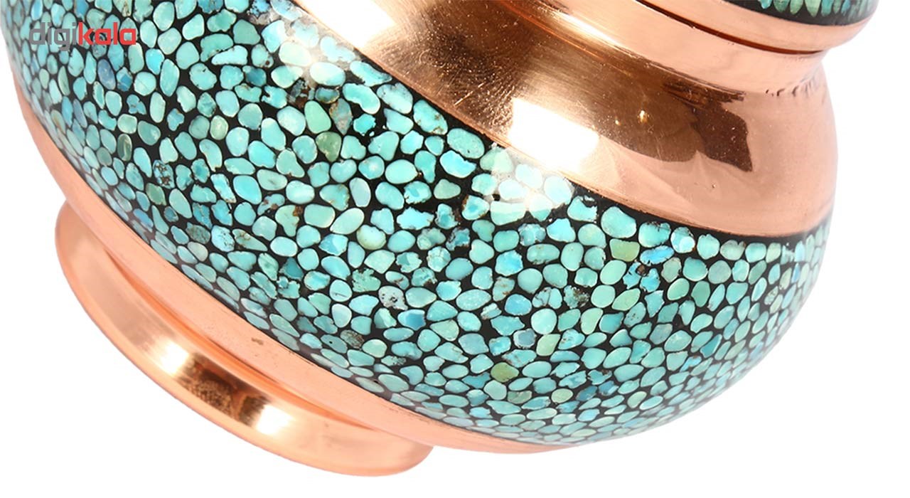 Copper Turquoise inlaying sugar/candy pot dish, Goharan Gallery , Copper and turquoise 1175 Model