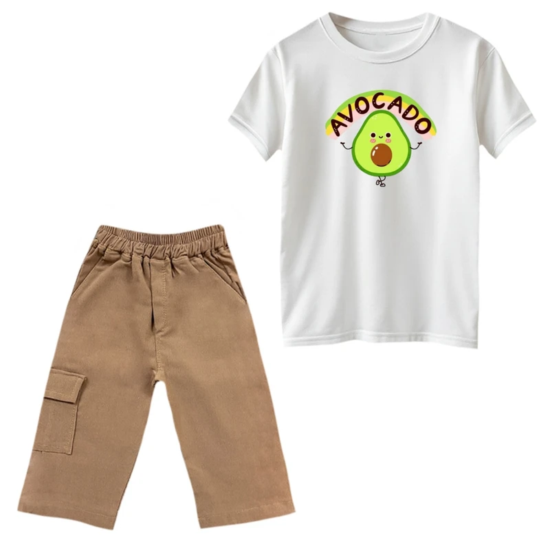 ست تی‌شرت و شلوارک دخترانه مدل آووکادو تپل
