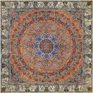 رومیزی ترمه ابریشمی خانه ترمه ایران طرح آذرناز  7022 سایز 100 در100