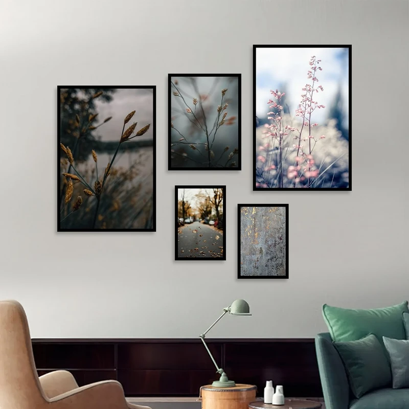 تابلو بکلیت طرح طبیعت پاییزی مدل شاین اکلیلی B-1038 مجموعه 5 عددی