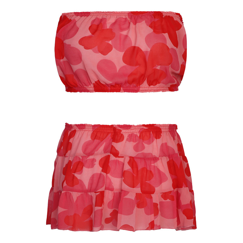 ست نیم تنه و دامن زنانه مدل 01 رنگ قرمز