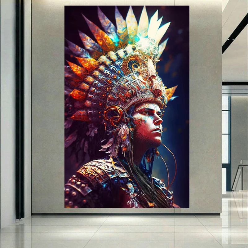 تابلو بوم طرح مخمل سرخپوست مدل شکارچی کد AR303842