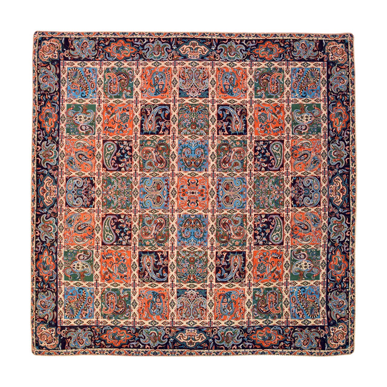 رومیزی ترمه ژینورا طرح GT0157 سایز 100x100 سانتیمتر