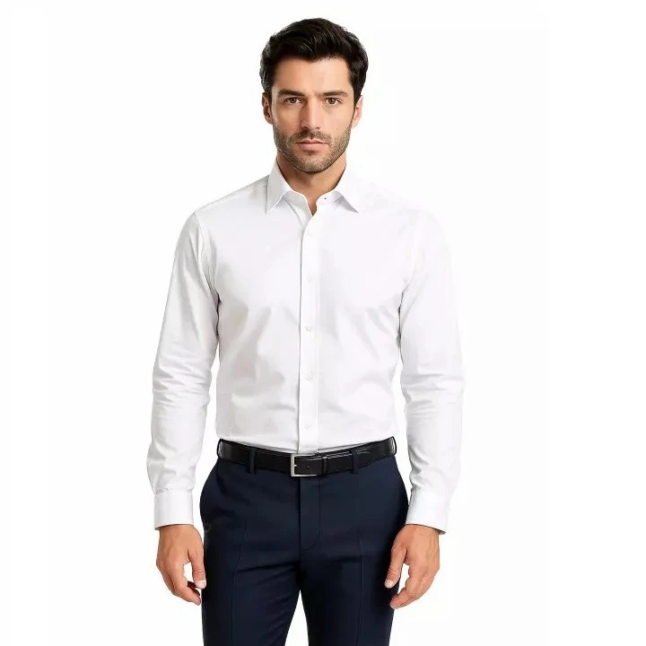پیراهن آستین بلند یقه برگردان مردانه آریوان مدل کج راه یقه دکمه دار کد FS231