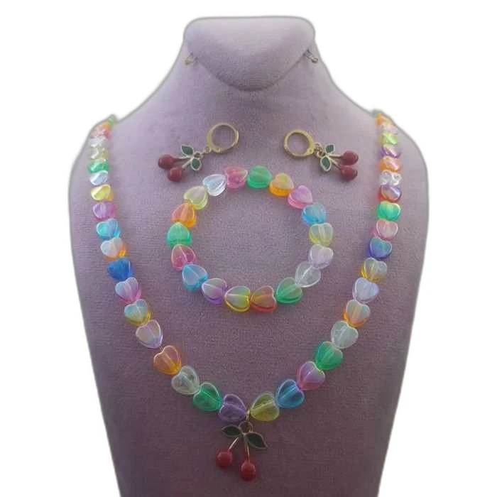 نیم ست دخترانه مدل قلب طرح گیلاس کد 0448