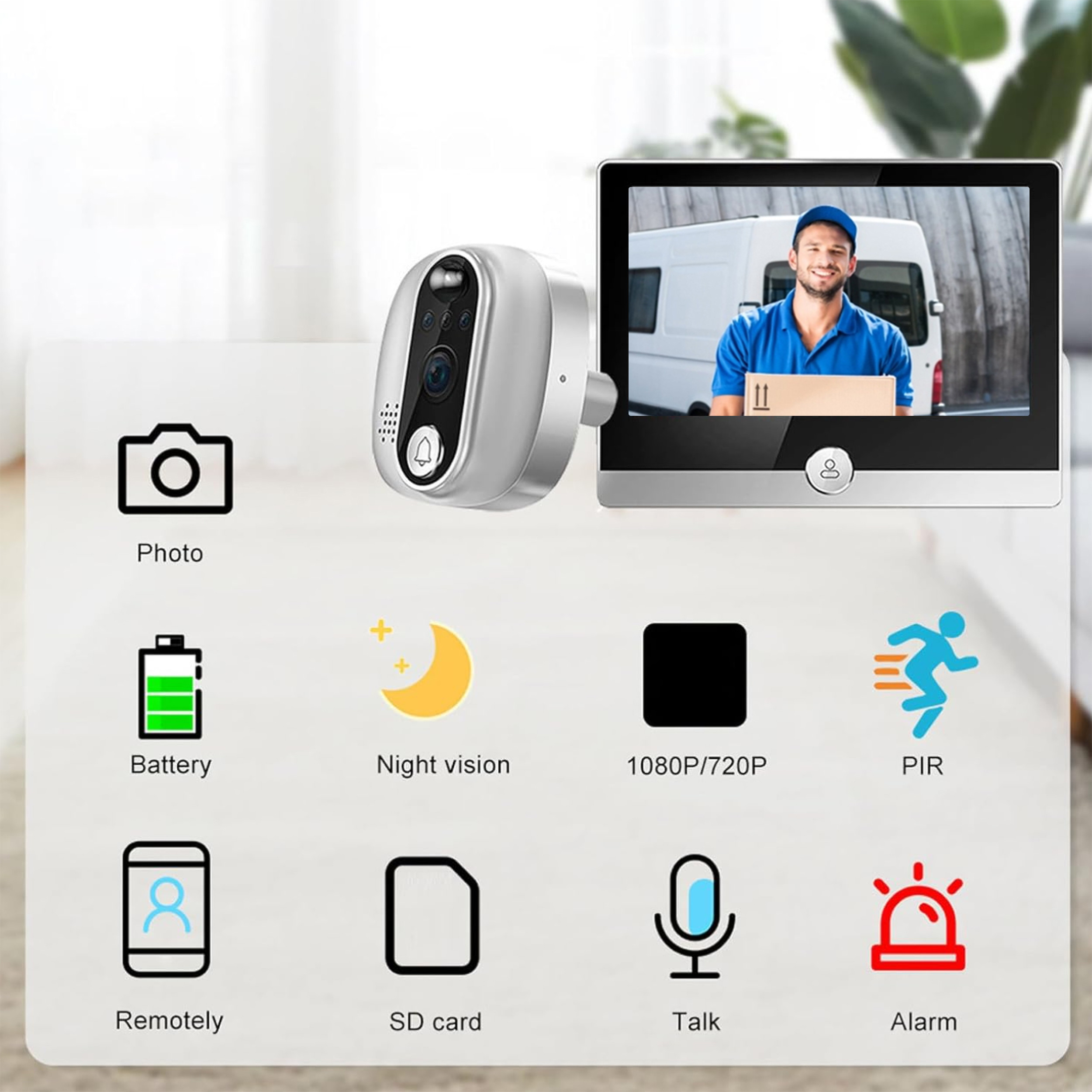 چشمی دیجیتال هوشمند درب مدل Tuya WIFI 2.4 GHz