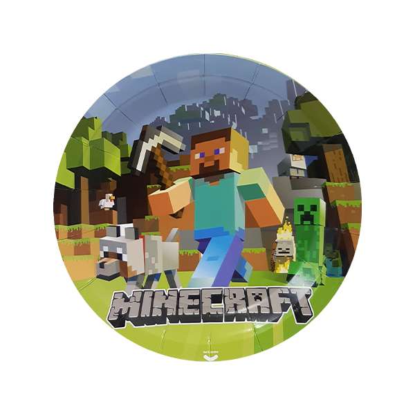 پیش دستی یکبار مصرف مدل ماین کرافت گرد کد 3 مجموعه 10 عددی