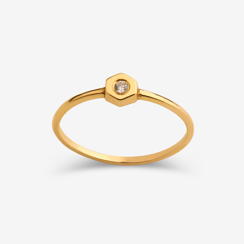 انگشتر طلا 18 عیار زنانه گلد گالری لیبرا مدل نگین دار سایز 59