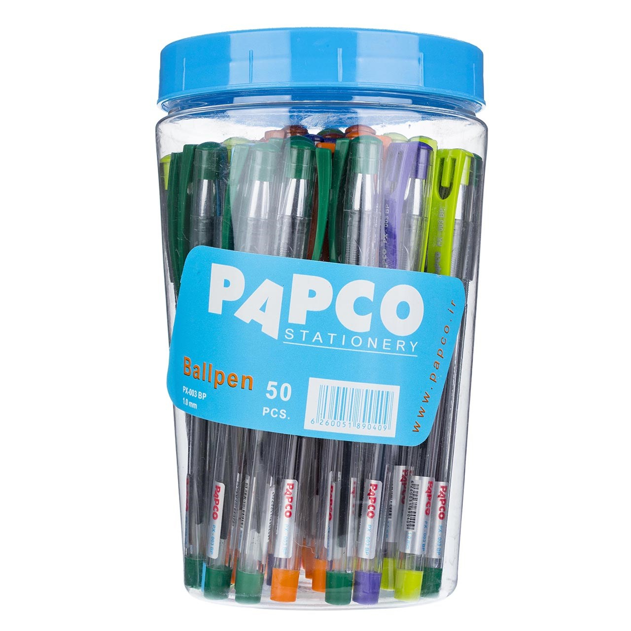 خودکار 6 رنگ پاپکو مدل PX-003 بسته 50 عددی