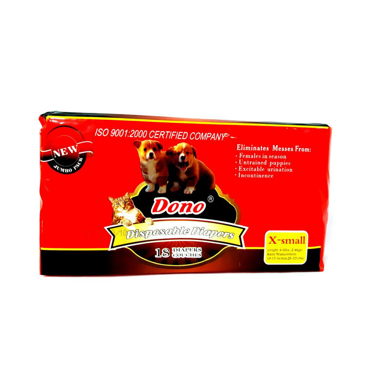 پوشک بهداشتی حیوانات خانگی دونو مدل04 بسته 18عددی سایزX-S