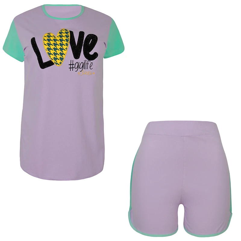 ست تی شرت و شلوارک زنانه مدل 358935526 پنبه لاکرا