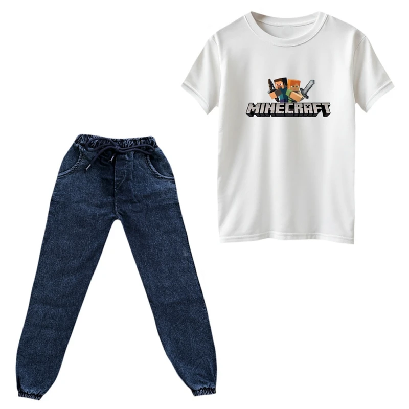 ست تی‌شرت و شلوار پسرانه مدل ماینکرفت کد ۲