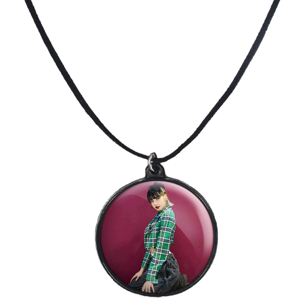 گردنبند پرمانه طرح بلک پینک کد pmb.6738 مدل دو طرفه