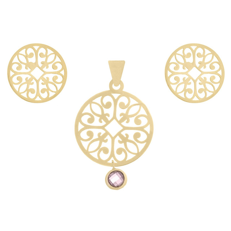 نیم ست طلا 18 عیار زنانه زرمان مدل MS0315